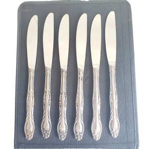 Vintage Medford National Stainless Korea Flatware Cutlery Set of 6 Knives Knife